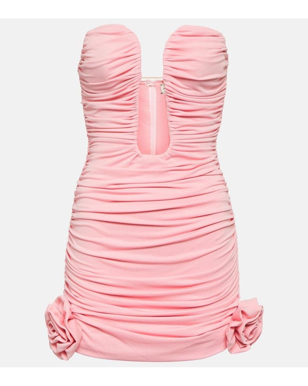 Magda Butrym Pink Floral-Applique Ruched Minidress