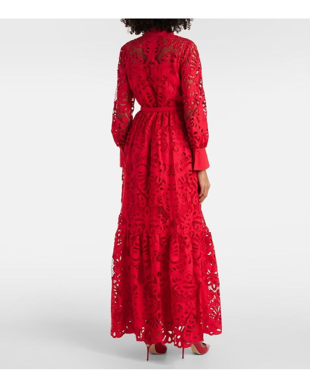 Self-Portrait Red Cotton Lace Gown