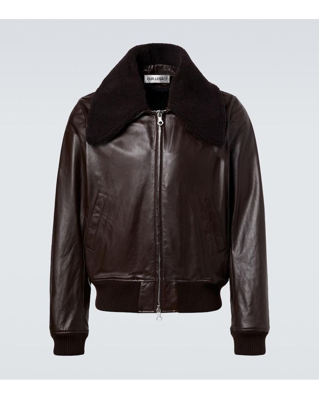 Our Legacy Black Pharos Leather Bomber Jacket for men