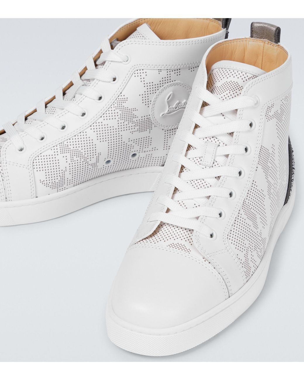 Christian Louboutin Leather Louis Sp Strass High-top Sneakers in White for  Men | Lyst