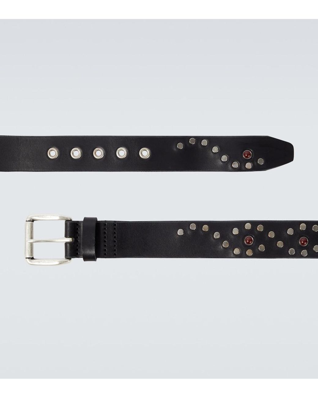 Our Legacy Black Vortex Embellished Leather Belt for men