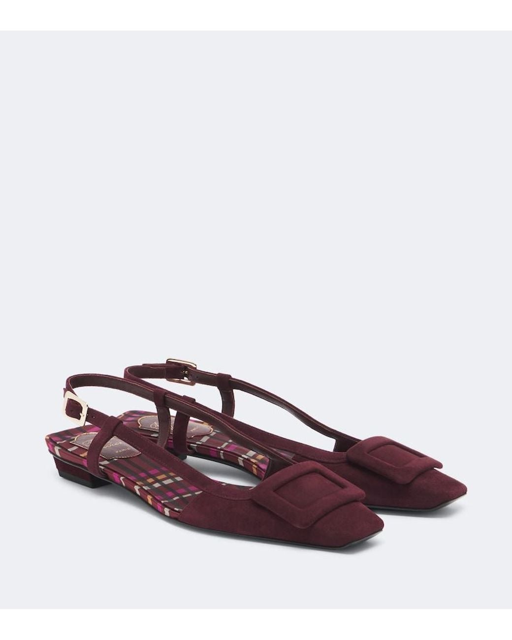 Roger Vivier Brown Belle Vivier Suede Slingback Flats