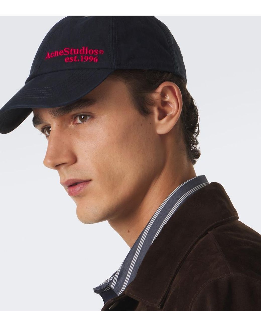 Acne Blue Logo Embroidered Baseball Cap for men