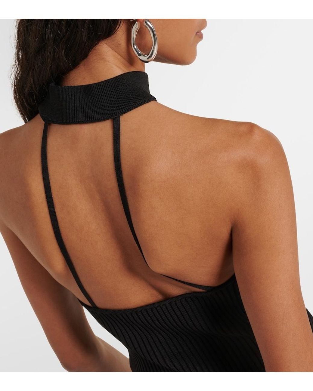Jonathan Simkhai Black Rubie Halterneck Stretch-Woven Top