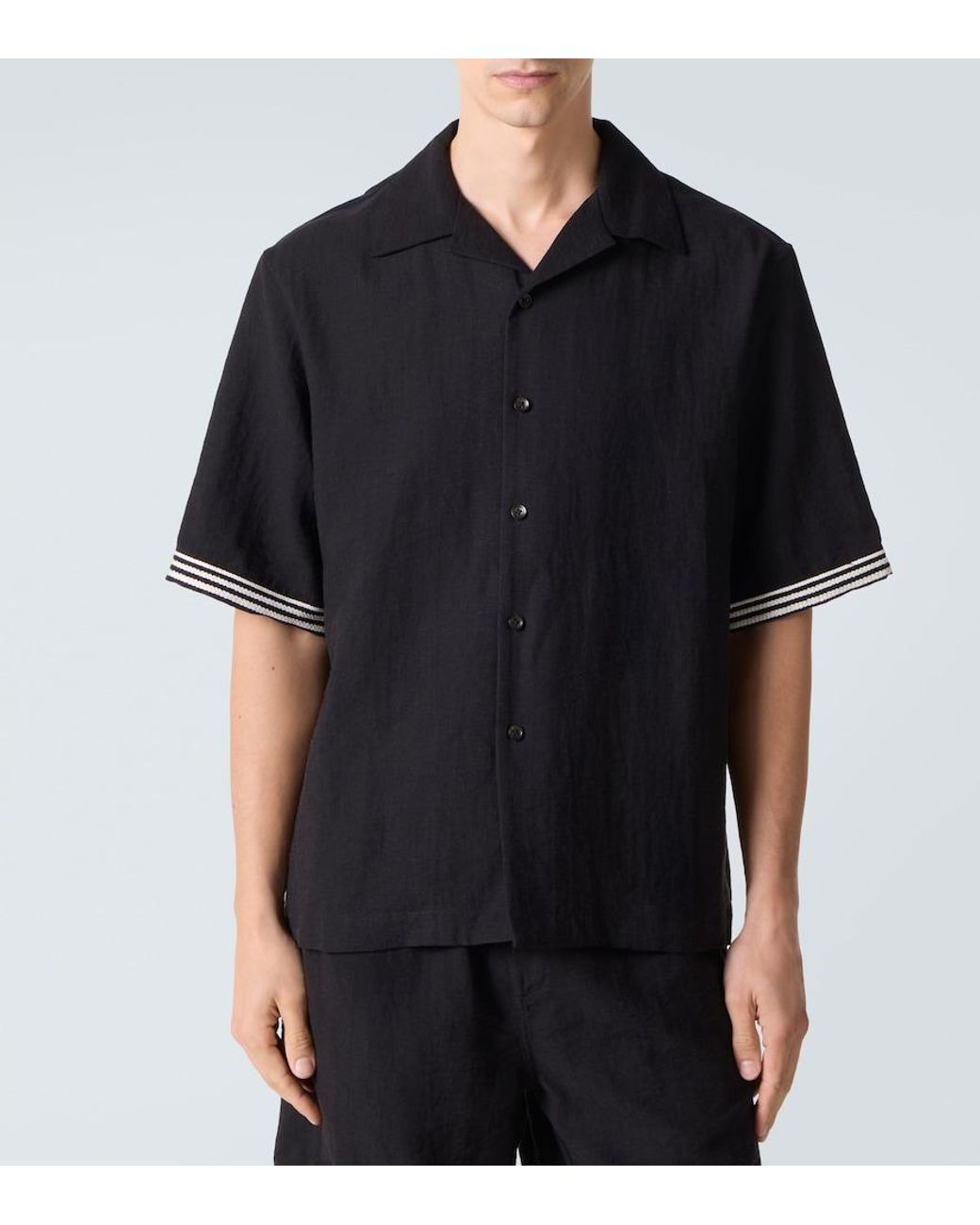 Camisa Bordada Commas de hombre de color Black