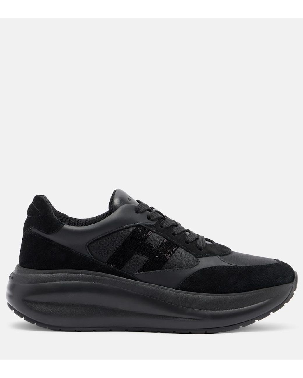Hogan Black Maxi I Active Suede-Trimmed Sneakers