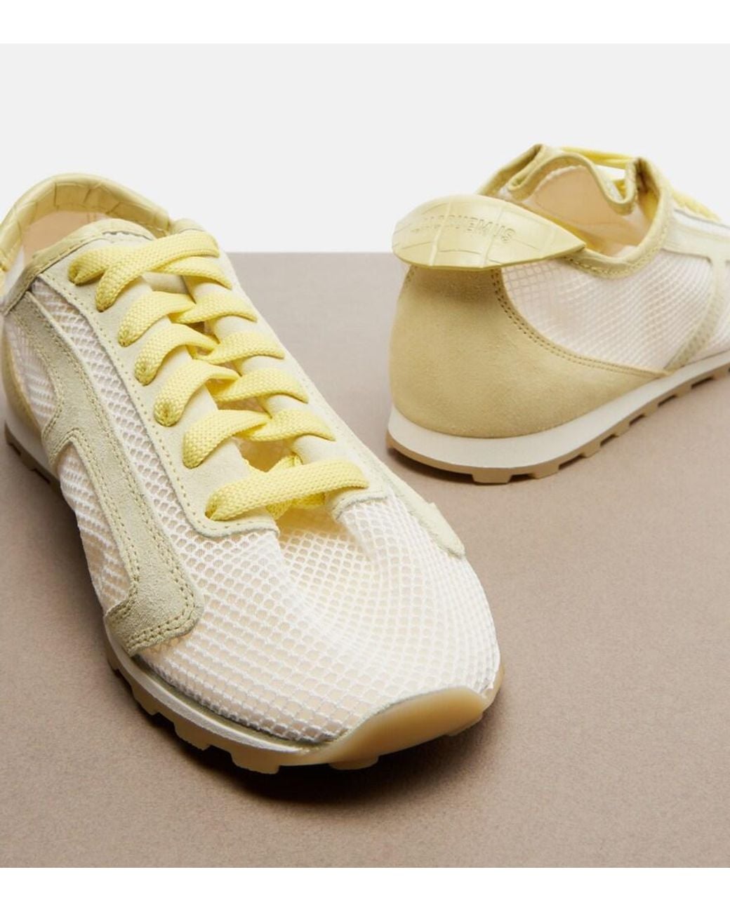 Jacquemus White Tennis Leather-Trimmed Sneakers