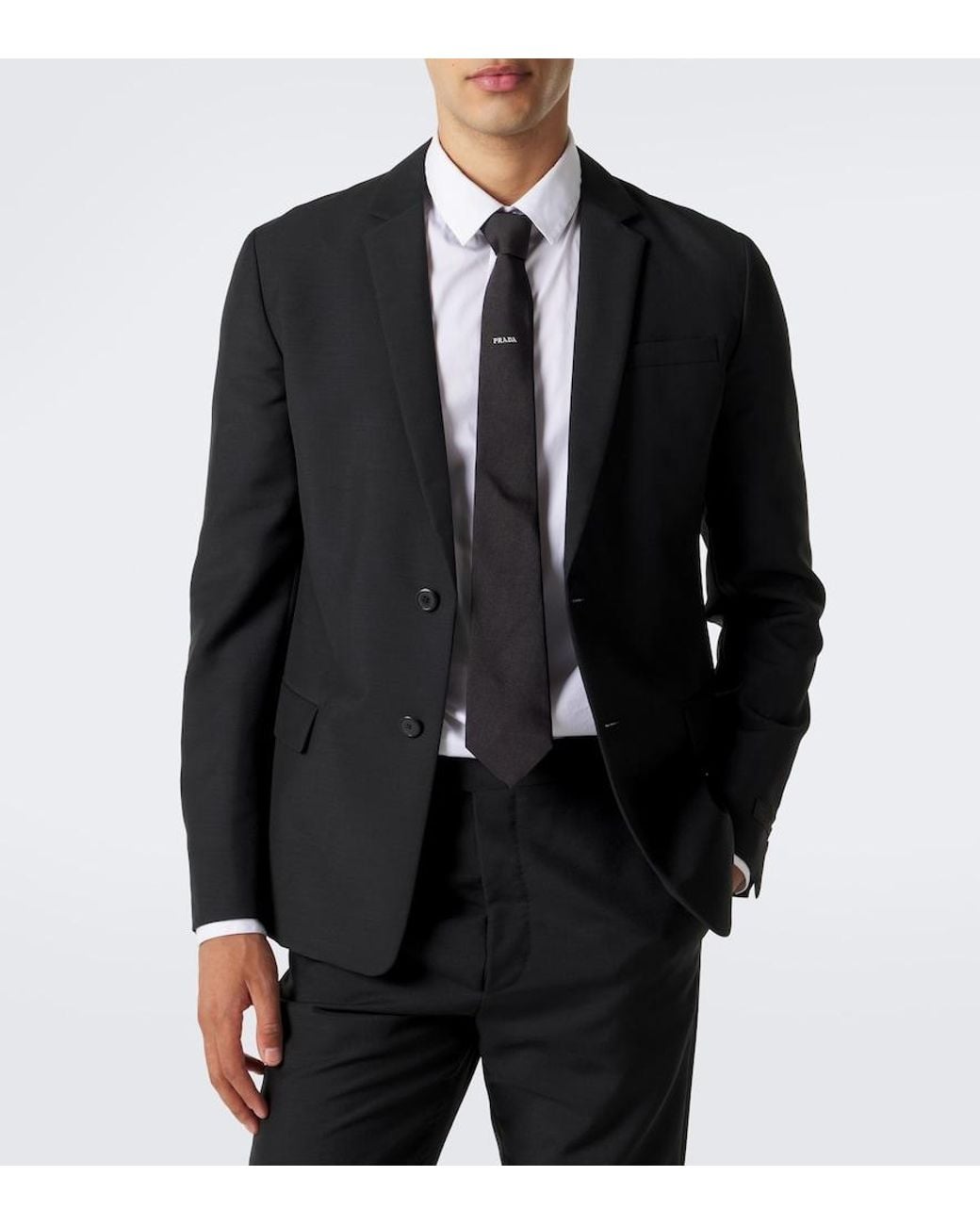 Prada White Logo Silk Tie for men