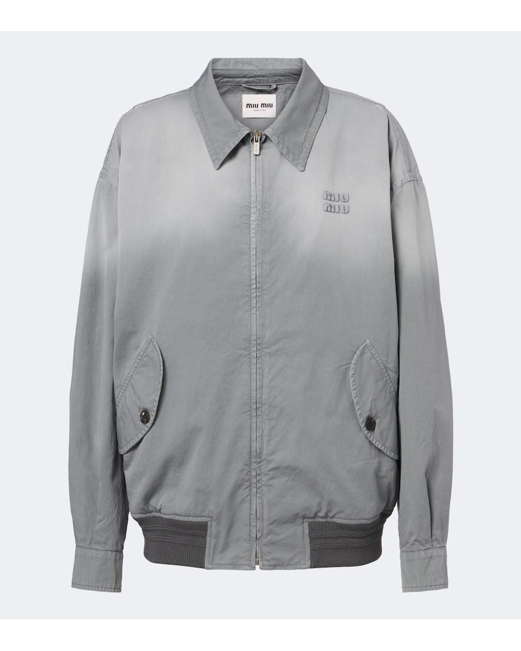 Miu Miu Gray Cotton Twill Blouson Jacket