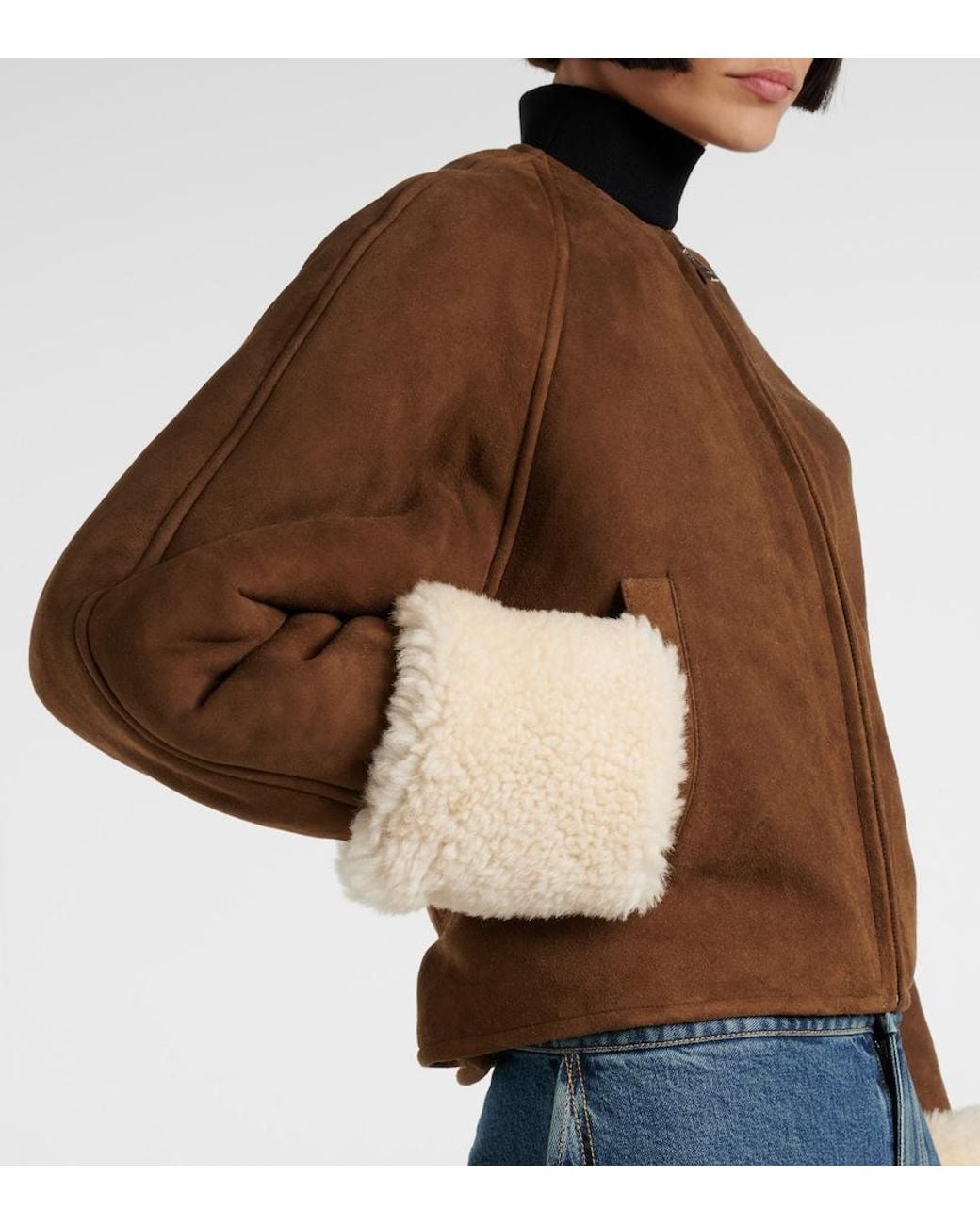 Alaïa Brown Shearling-Trimmed Suede Jacket