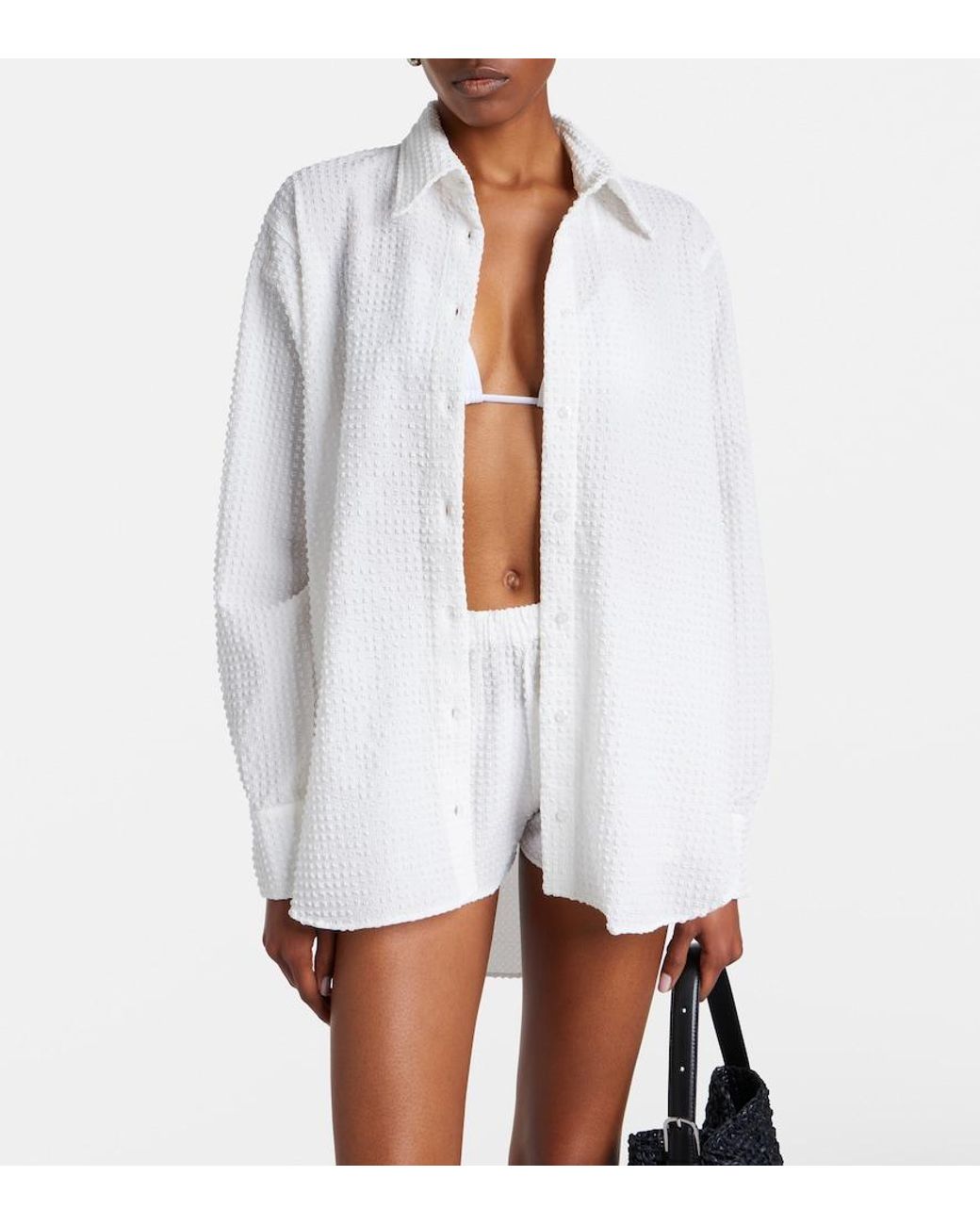 Hunza G White Resort Oversized Seersucker Shirt
