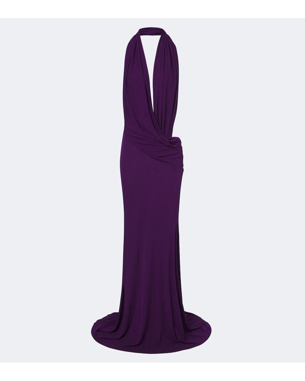 Alex Perry Purple Draped Halterneck Jersey Gown