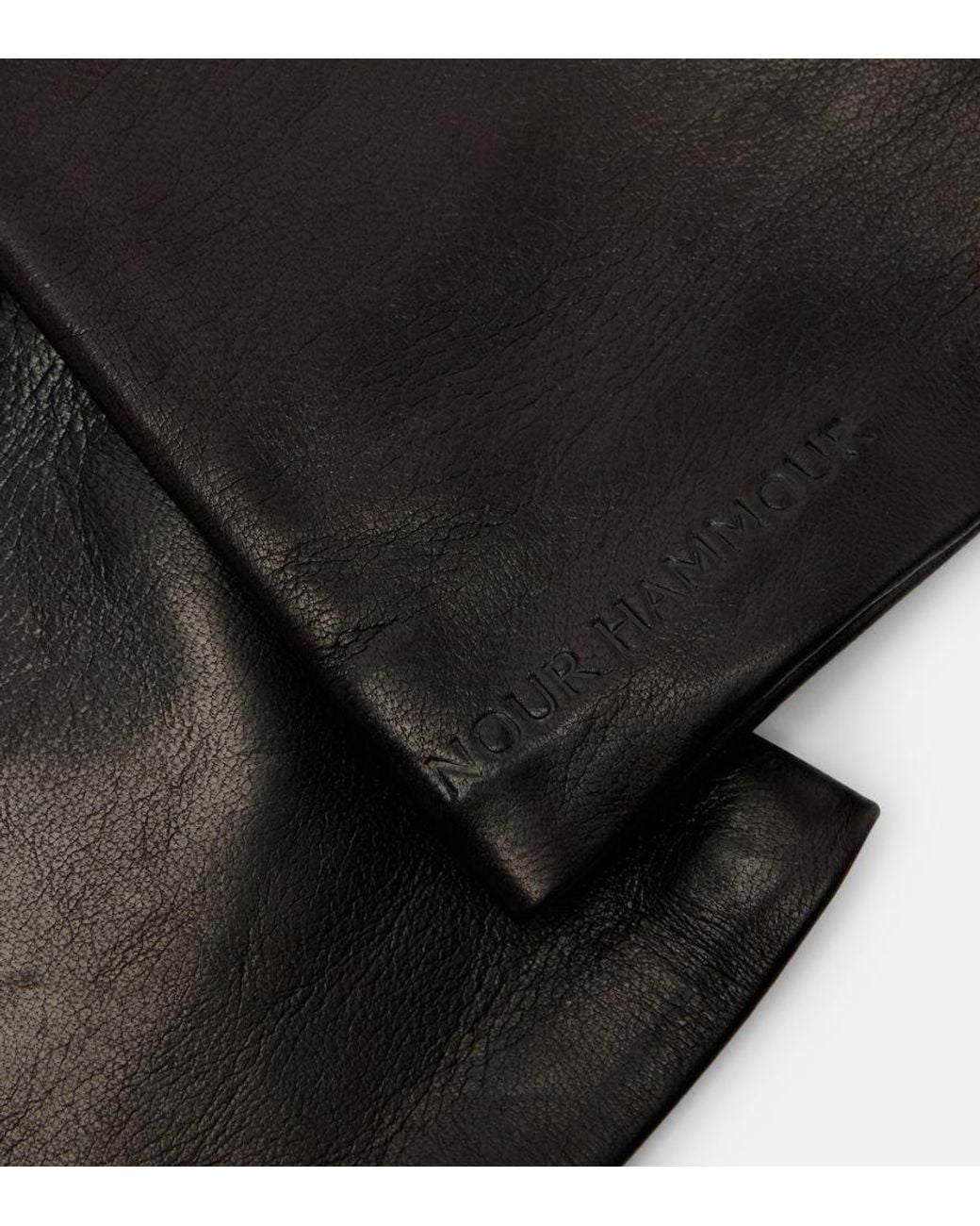 Nour Hammour Black Leather Gloves