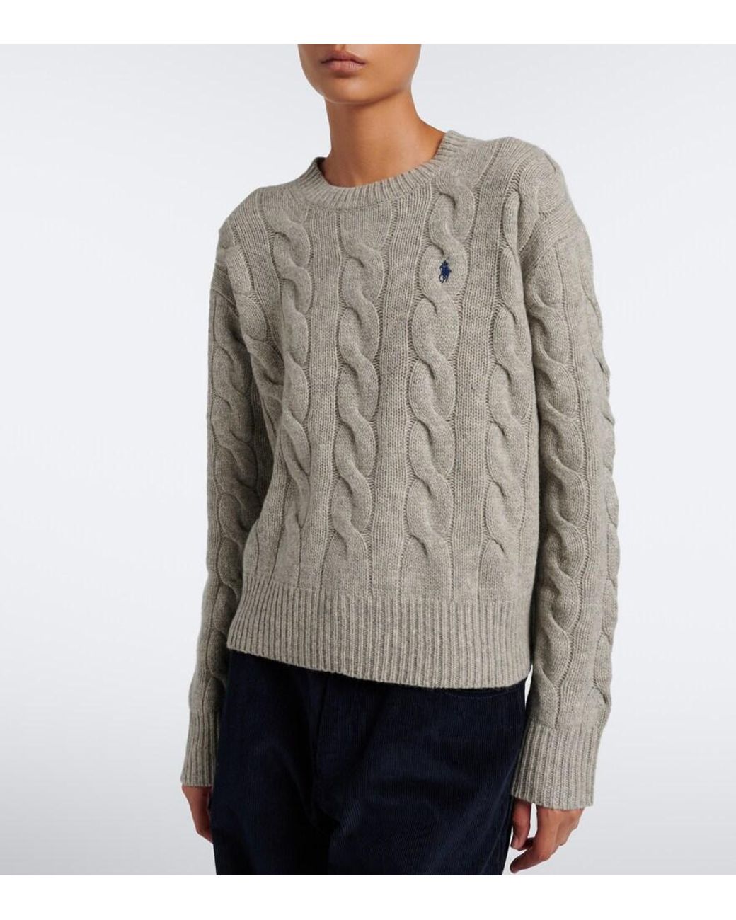 Polo Ralph Lauren Gray Cable-Knit Wool And Cashmere Sweater