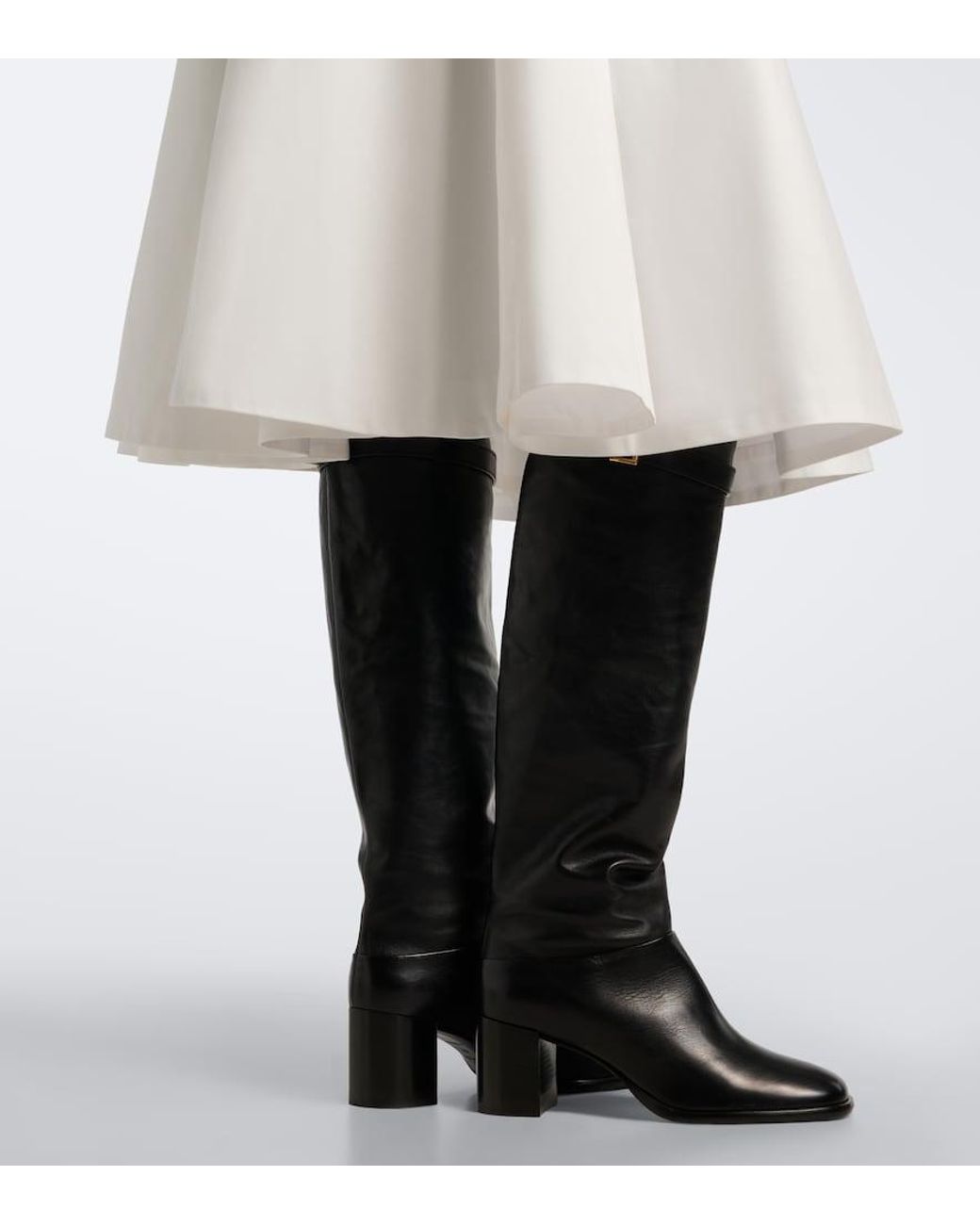Prada Black Leather Knee-High Boots