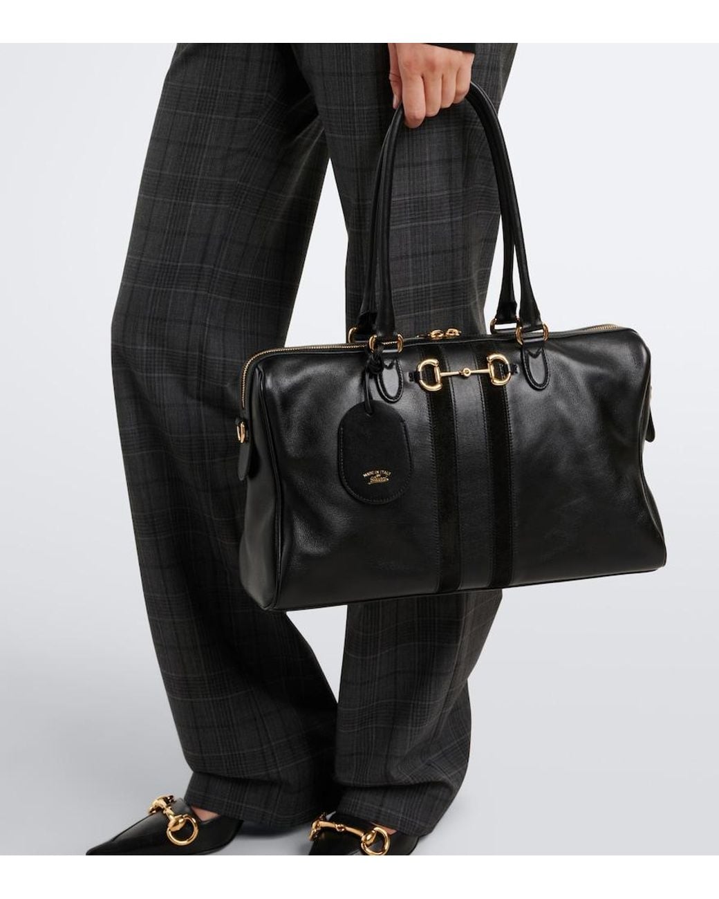 Gucci Black Borsetto Large Leather Bowling Bag