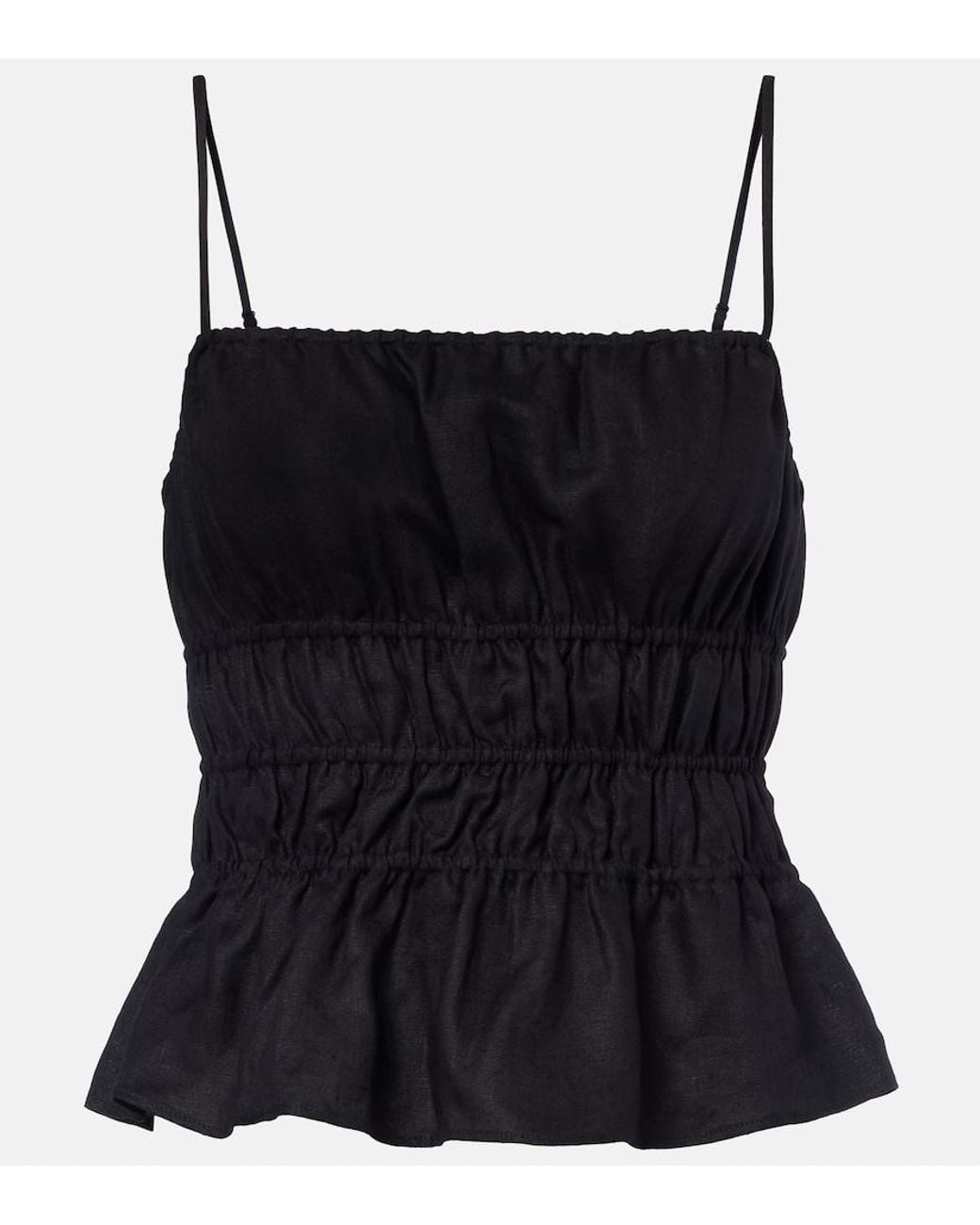 Staud Black Ayla Linen Crop Top