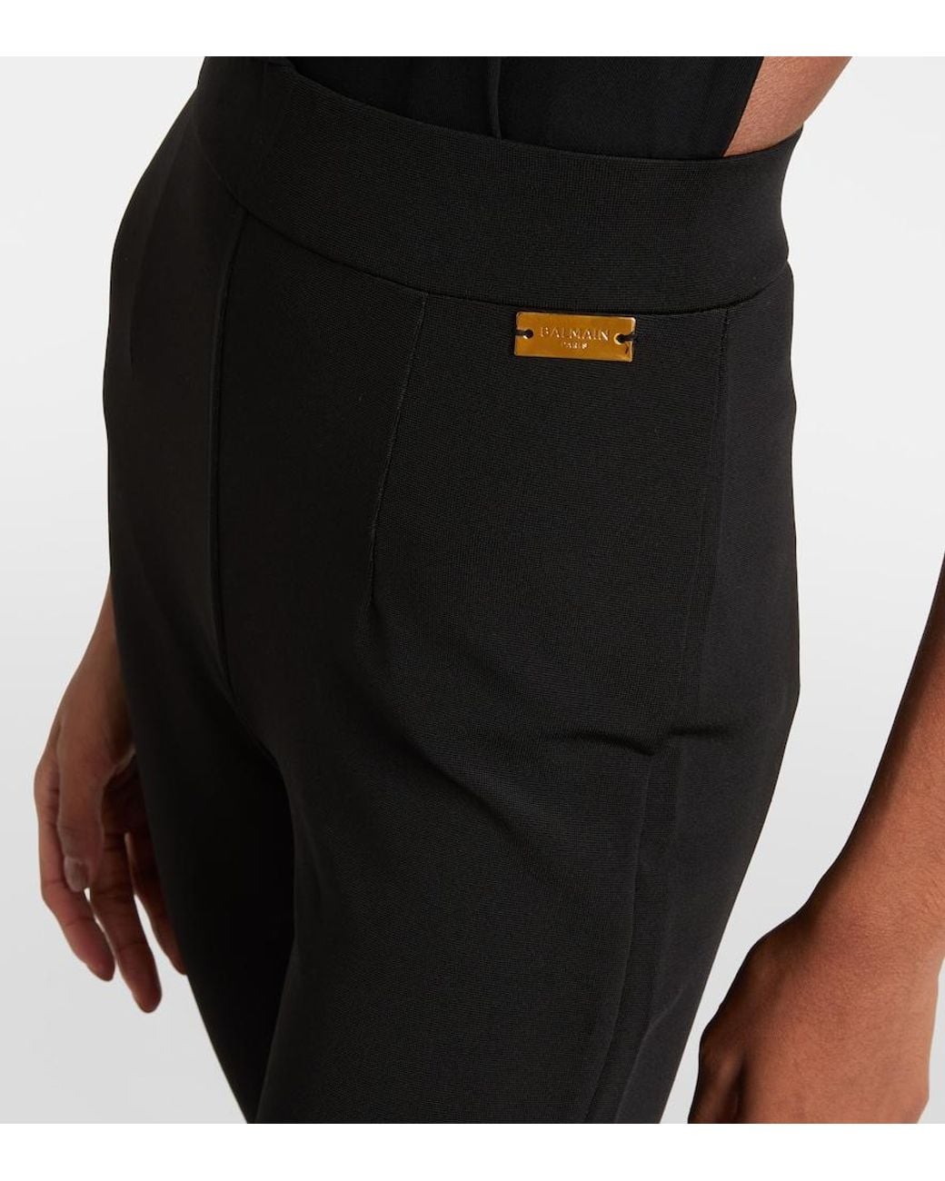 Balmain Black Jersey Stirrup Leggings