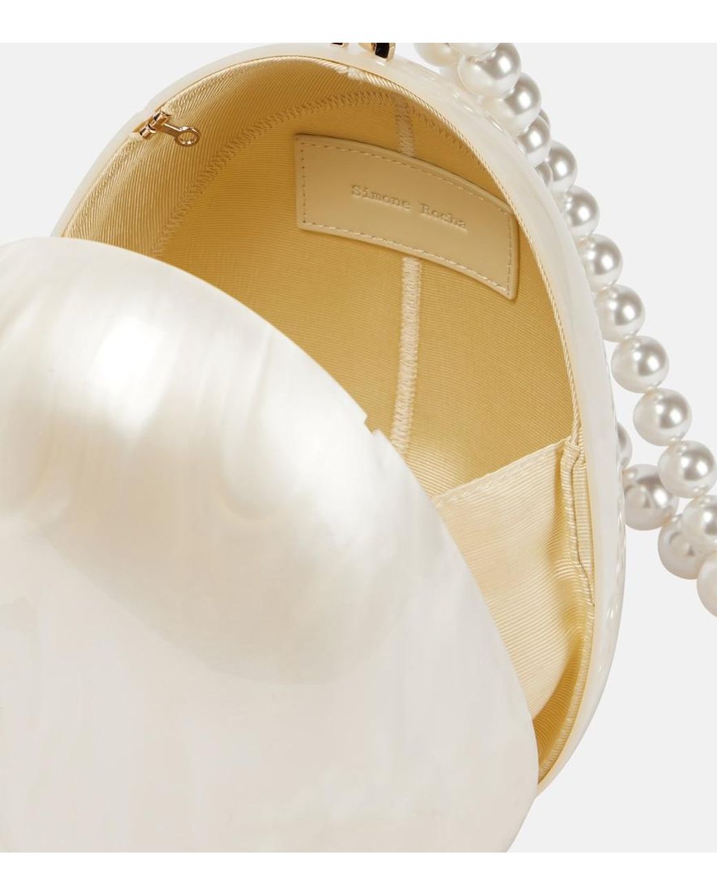 Simone Rocha White Egg Leather-Trimmed Clutch