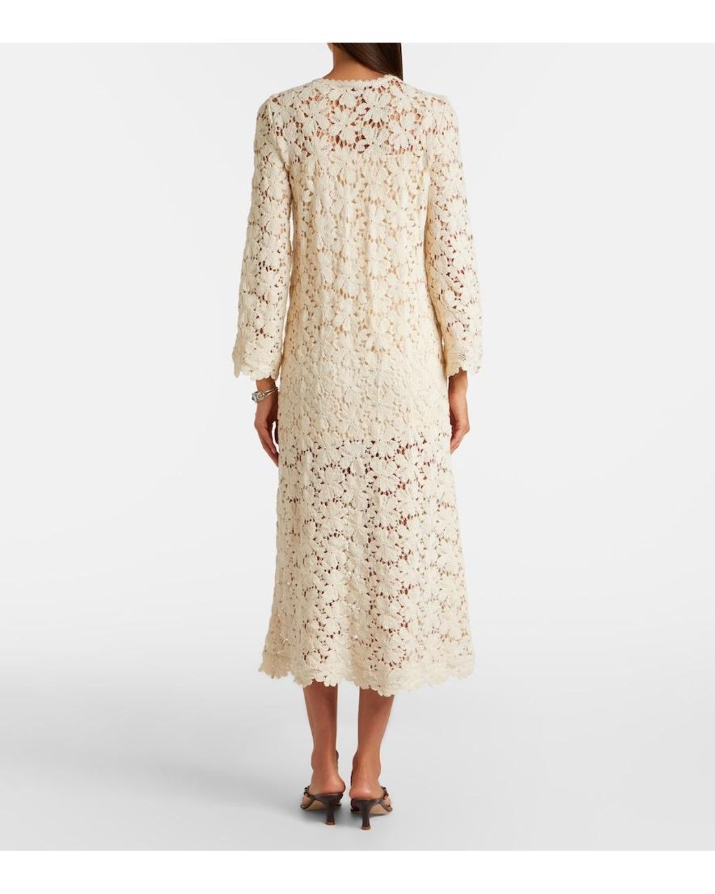 Velvet Natural Jovie Cotton-Blend Guipure Lace Midi Dress