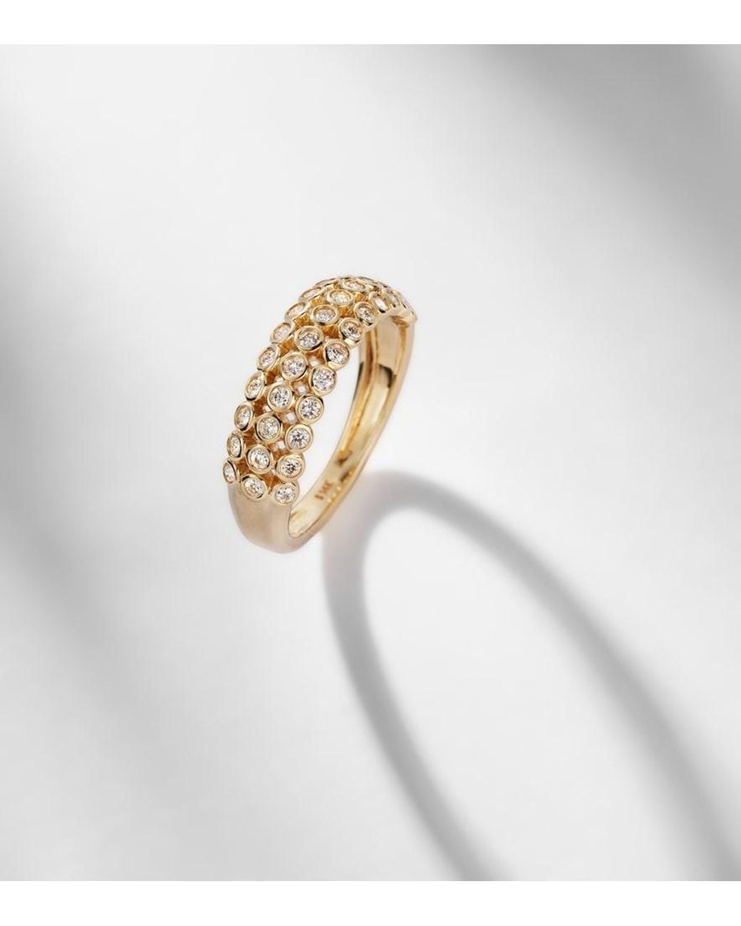 STONE AND STRAND White Bold Lattice 14Kt Ring With Diamonds