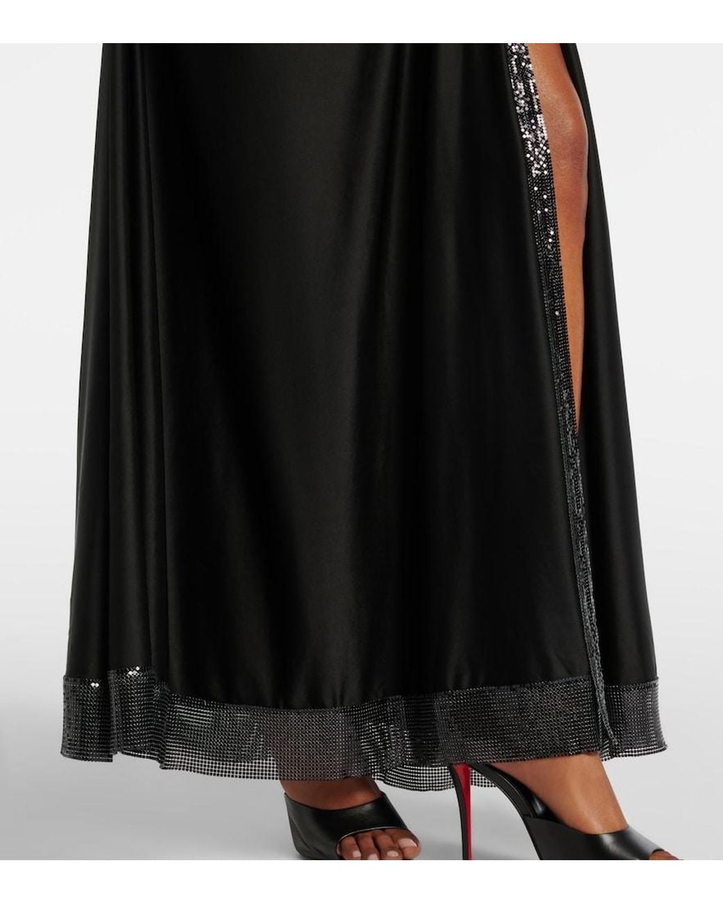 Rabanne Black Embellished Jersey Gown