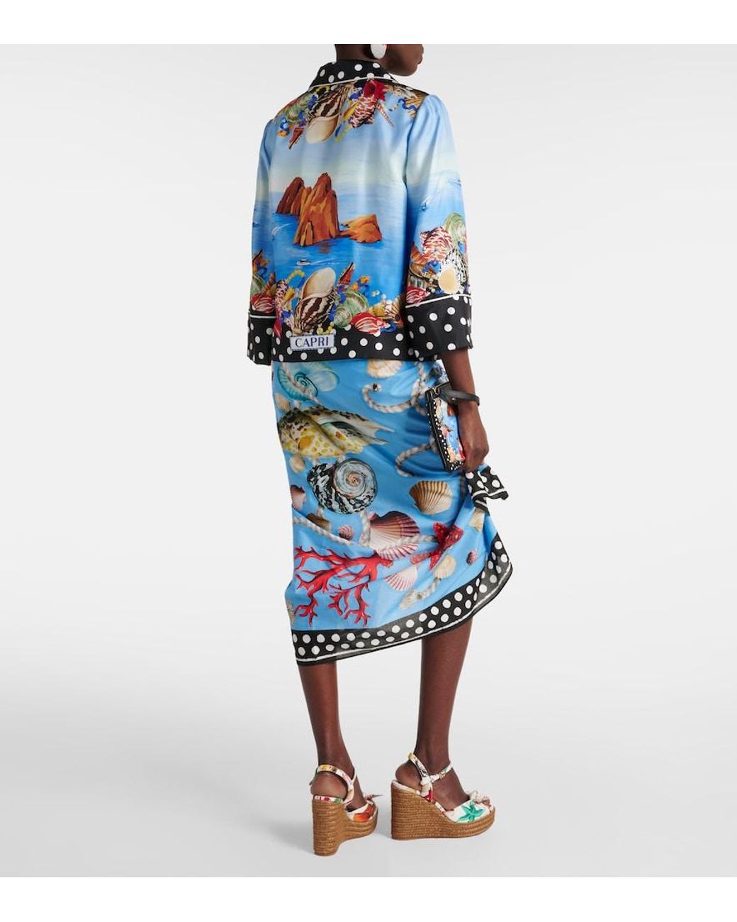 Dolce & Gabbana Blue Capri Printed Silk Satin Shirt