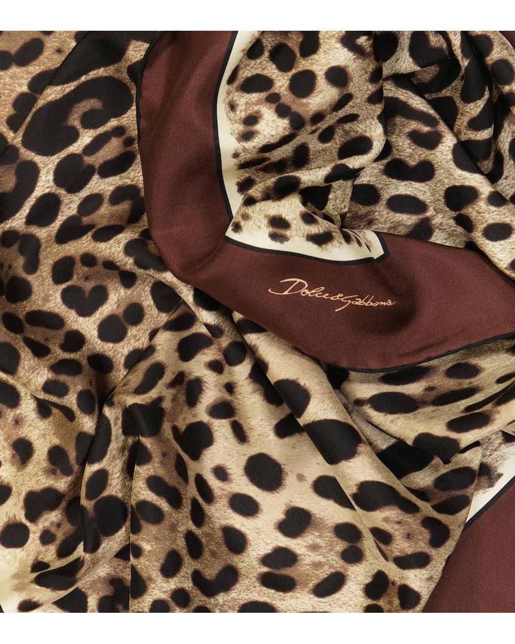 Dolce & Gabbana Black Leopard-Print Silk Scarf