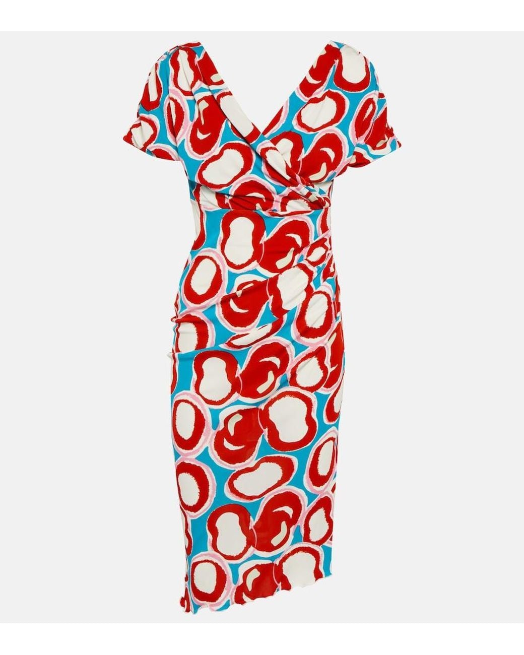 Diane von Furstenberg Red Havana Wrap-effect Printed Jersey Dress