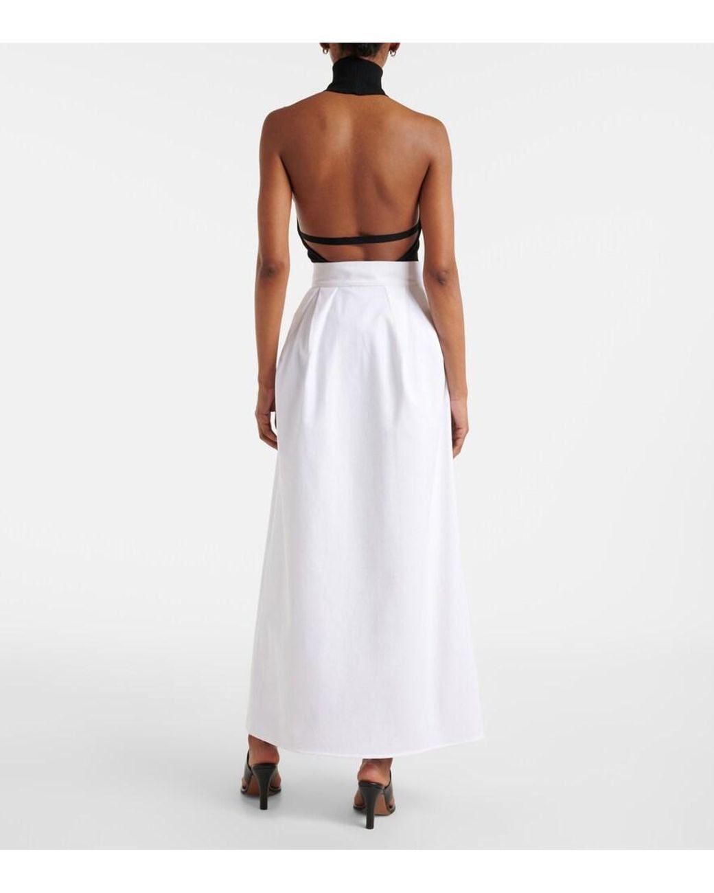 Max Mara White Cotton-Blend Gabardine Maxi Skirt