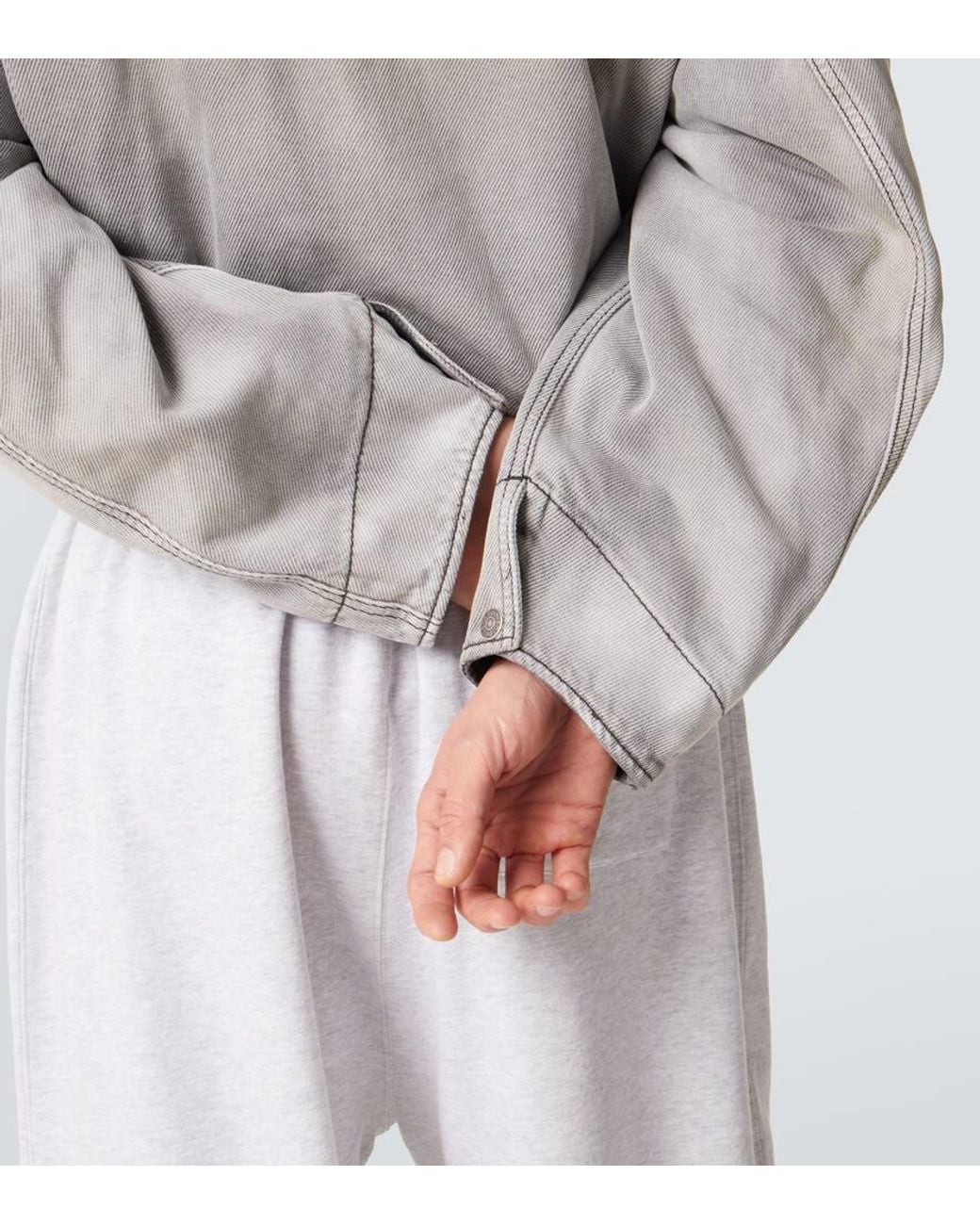 Giacca Di Jeans Con Pelle di Acne in Gray da Uomo