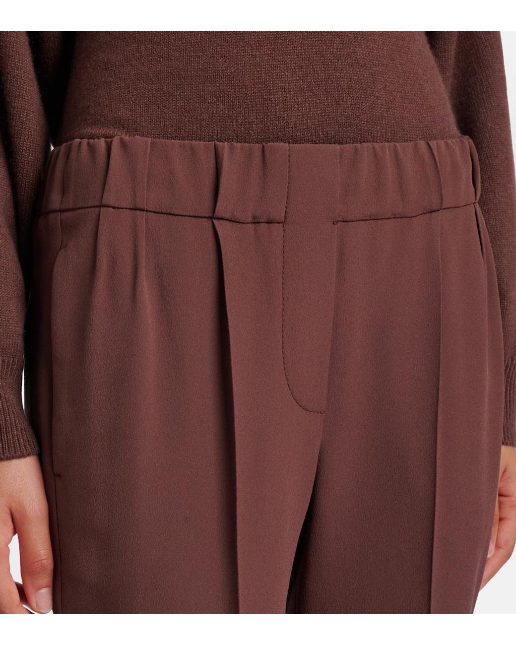 Brunello Cucinelli Purple Crepe Straight Pants