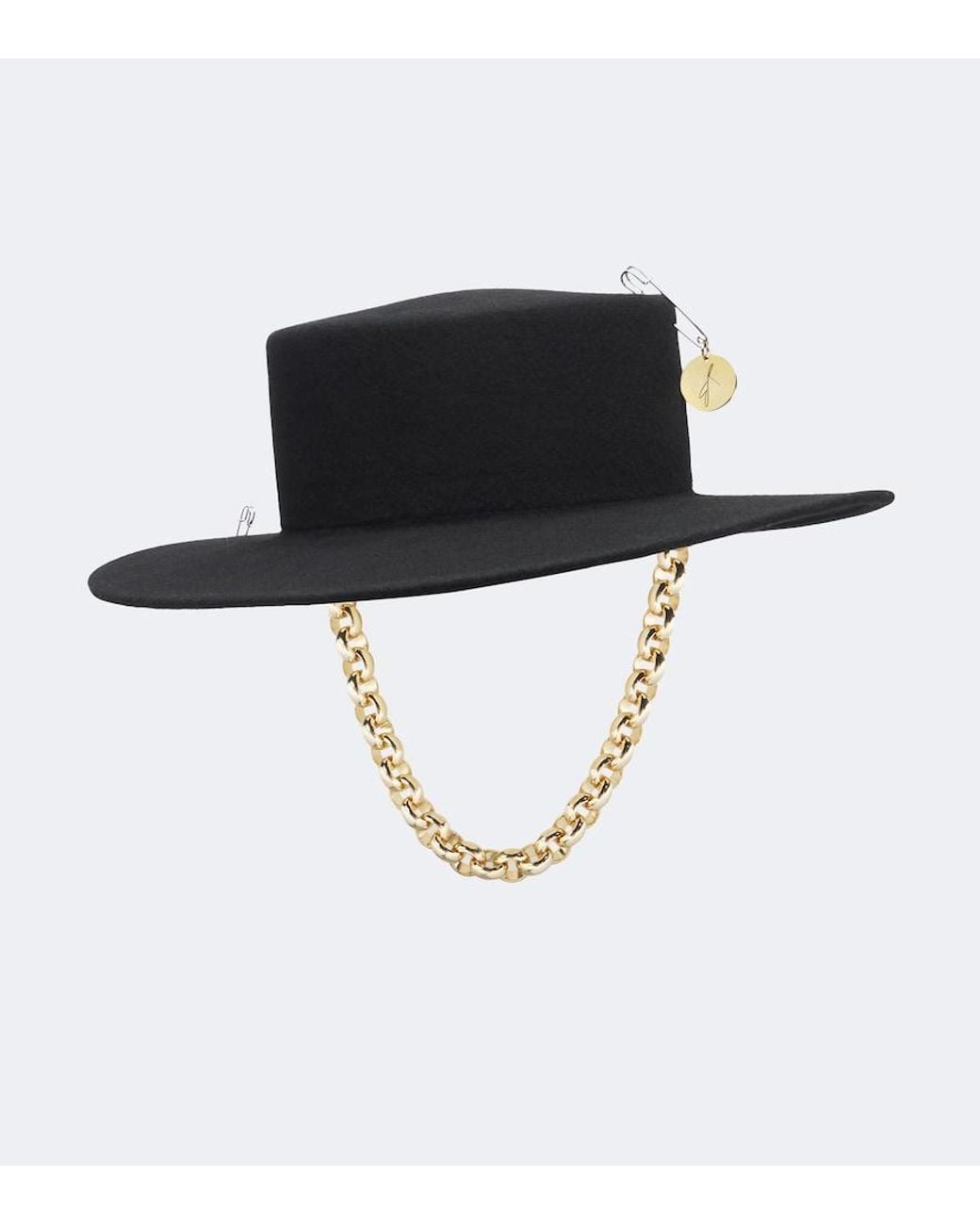 Ruslan Baginskiy Black Chain-Detail Wool Felt Fedora