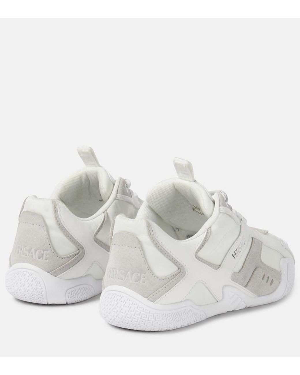 Zapatillas Galaxia De Piel Con Ante Versace de color White