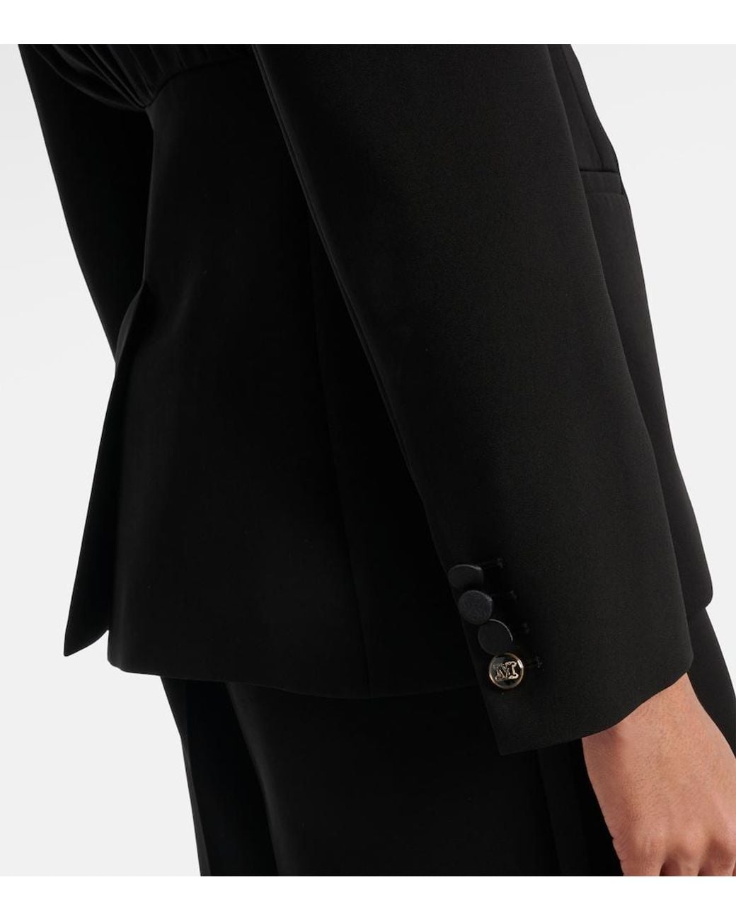 Max Mara Black Gradi Draped Crepe Jacket