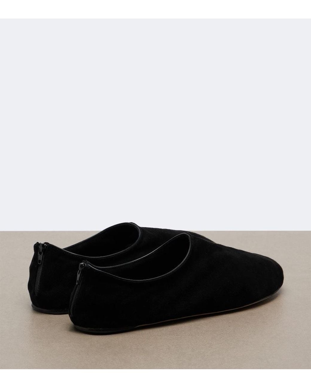 The Row Black Stellene Suede Slip-On Shoes
