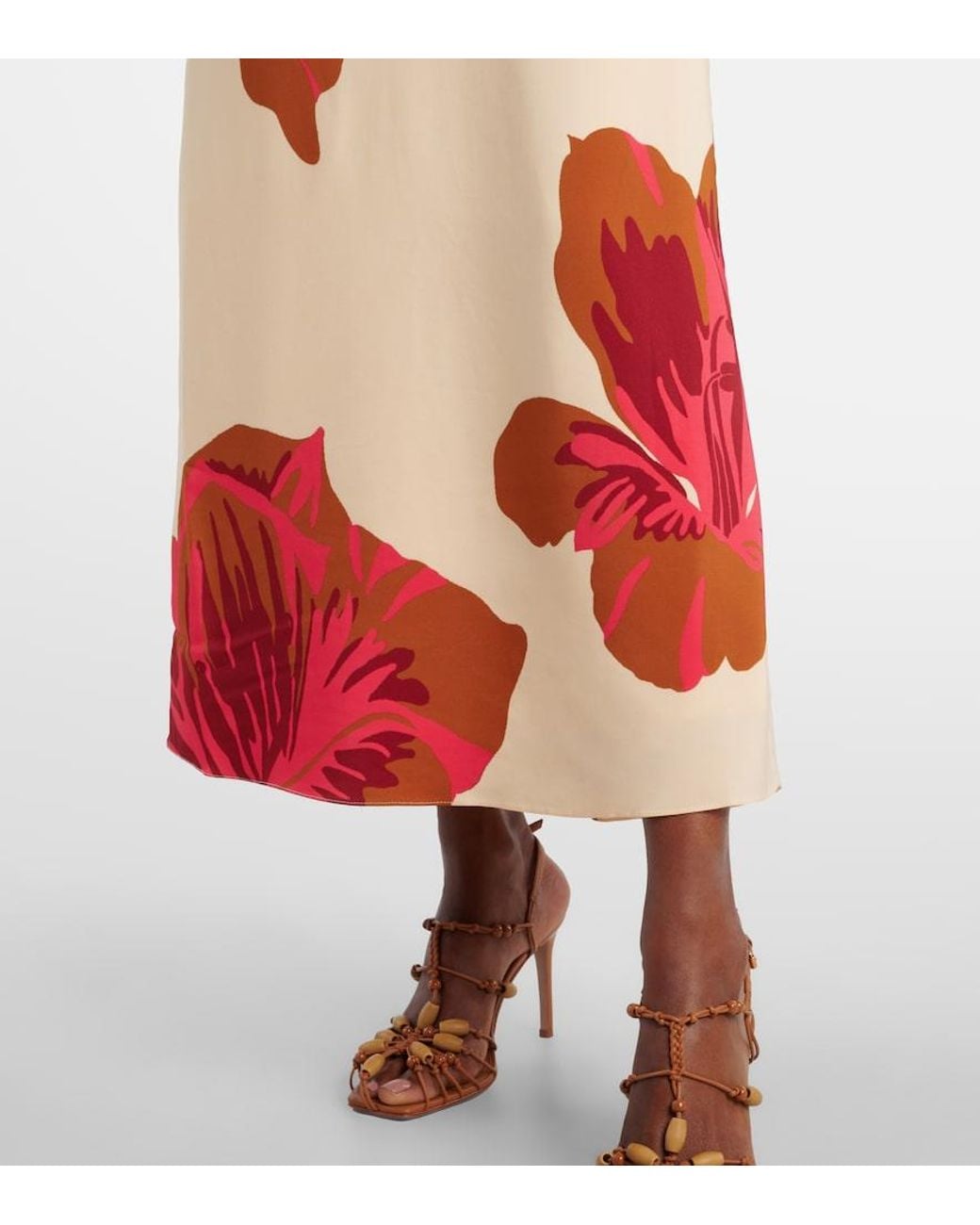 Johanna Ortiz Red Floral Halterneck Silk Crepe Maxi Dress