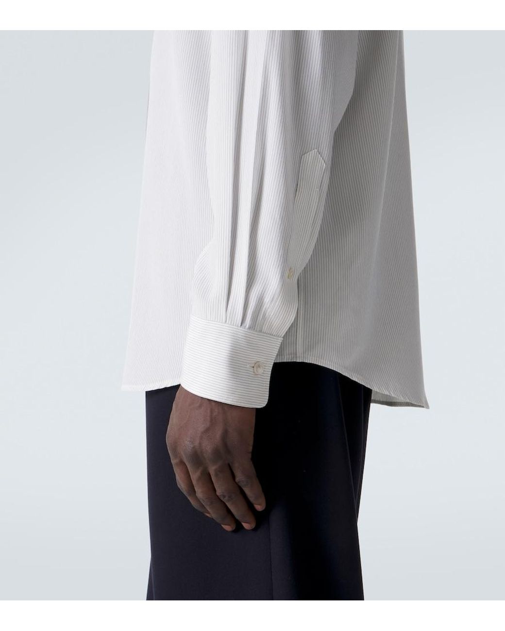 The Row White Granada Pinstripe Silk Poplin Shirt for men