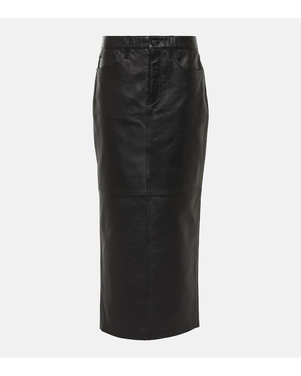 Wardrobe NYC Black Back-Slit Leather Maxi Skirt