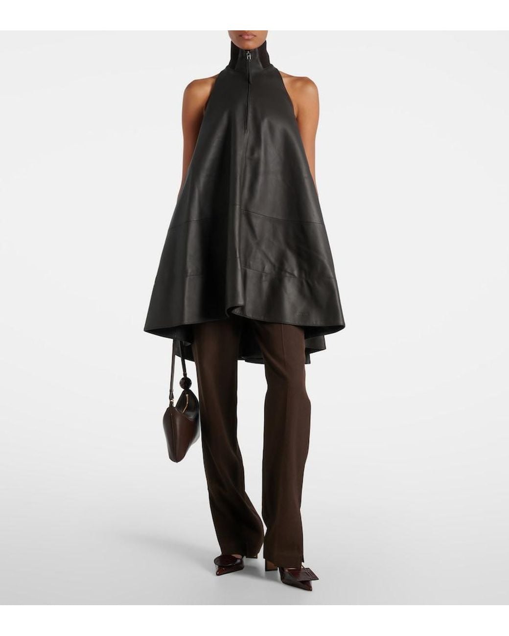 Jacquemus Black Triangle Leather Minidress
