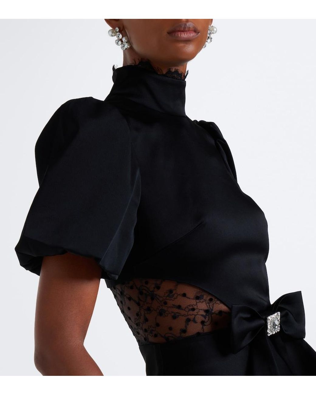 Rebecca Vallance Black Bow-Detail Embellished Maxi Dress