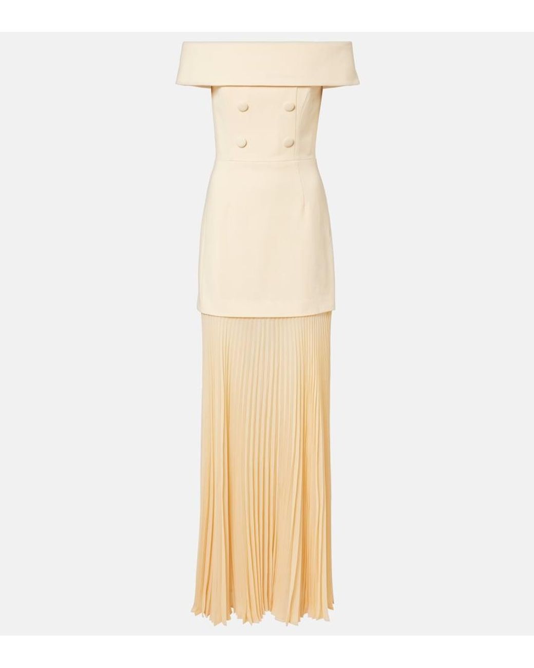 Rebecca Vallance Natural Rowan Pleated Maxi Dress