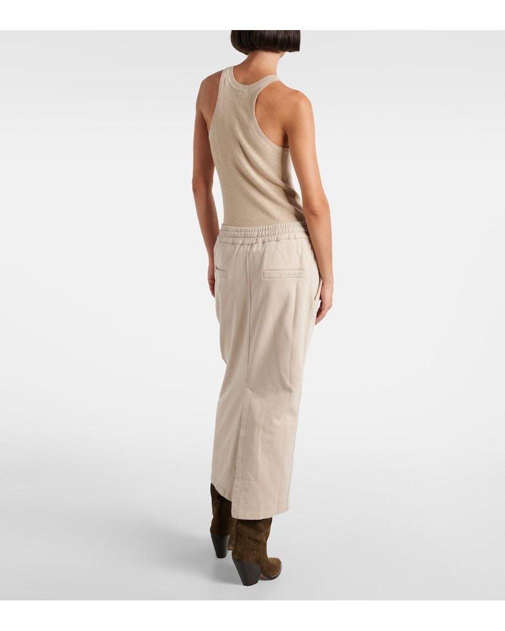 Isabel Marant Natural Noreen Cotton Jersey Midi Skirt