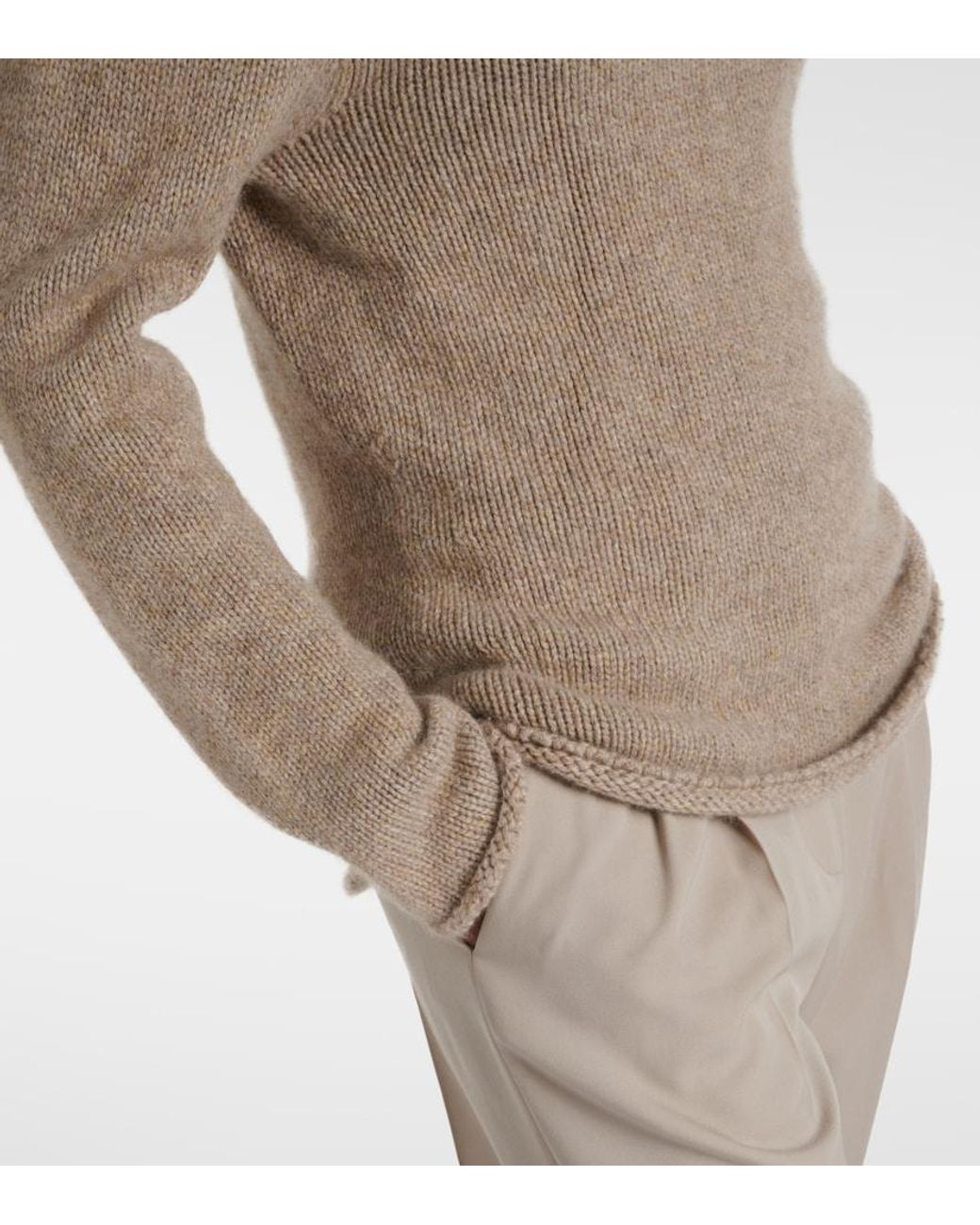 The Row Natural Mariam Cashmere Turtleneck Sweater