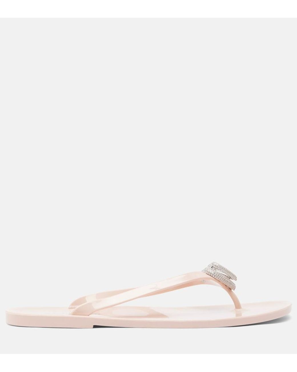 Mach & Mach Pink Riviera Embellished Thong Sandals