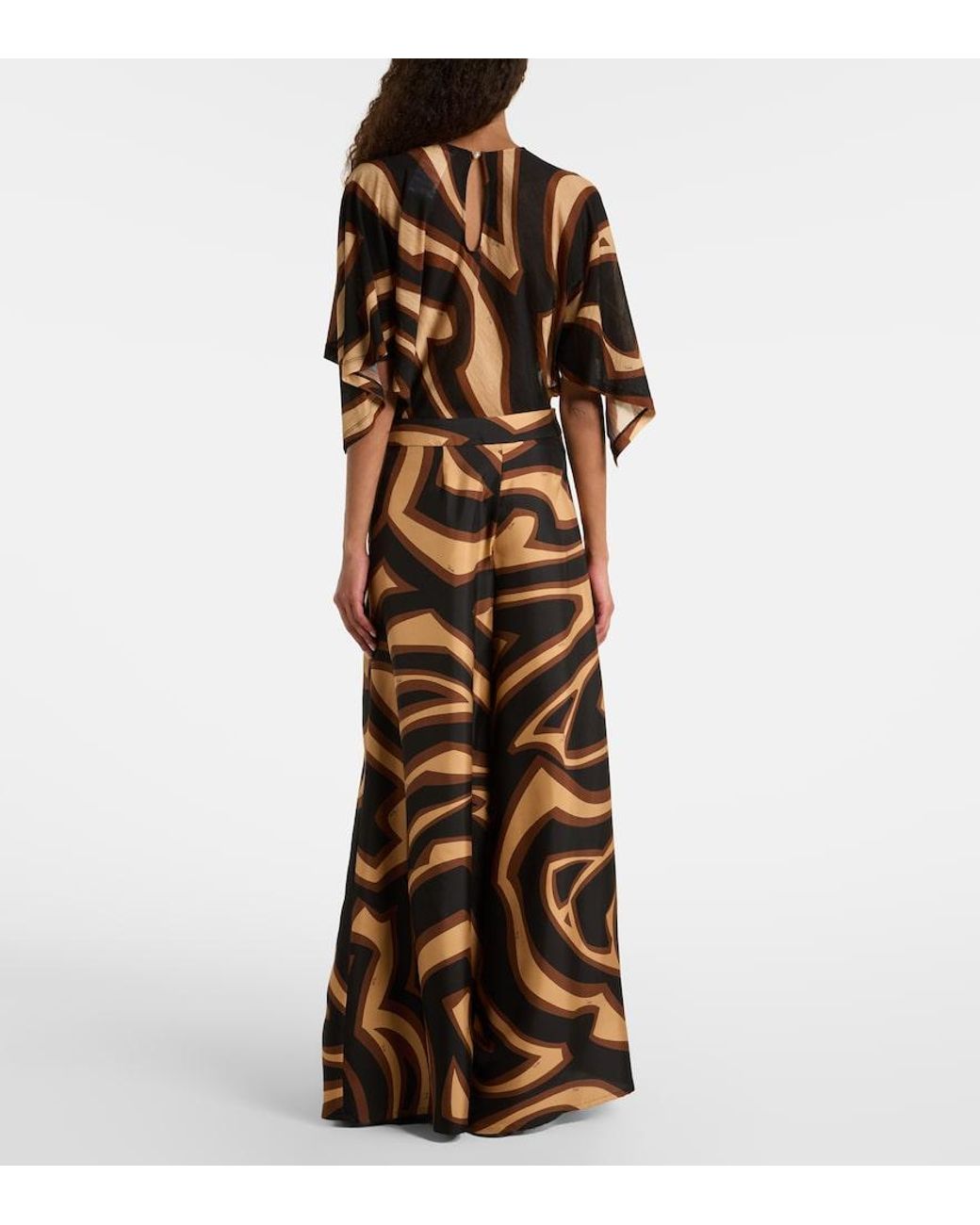 Emilio Pucci Black Labirinto Silk Satin Wide-Leg Pants