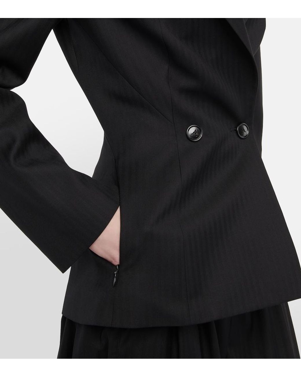Alaïa Black Alaia Herringbone Wool Gabardine Blazer