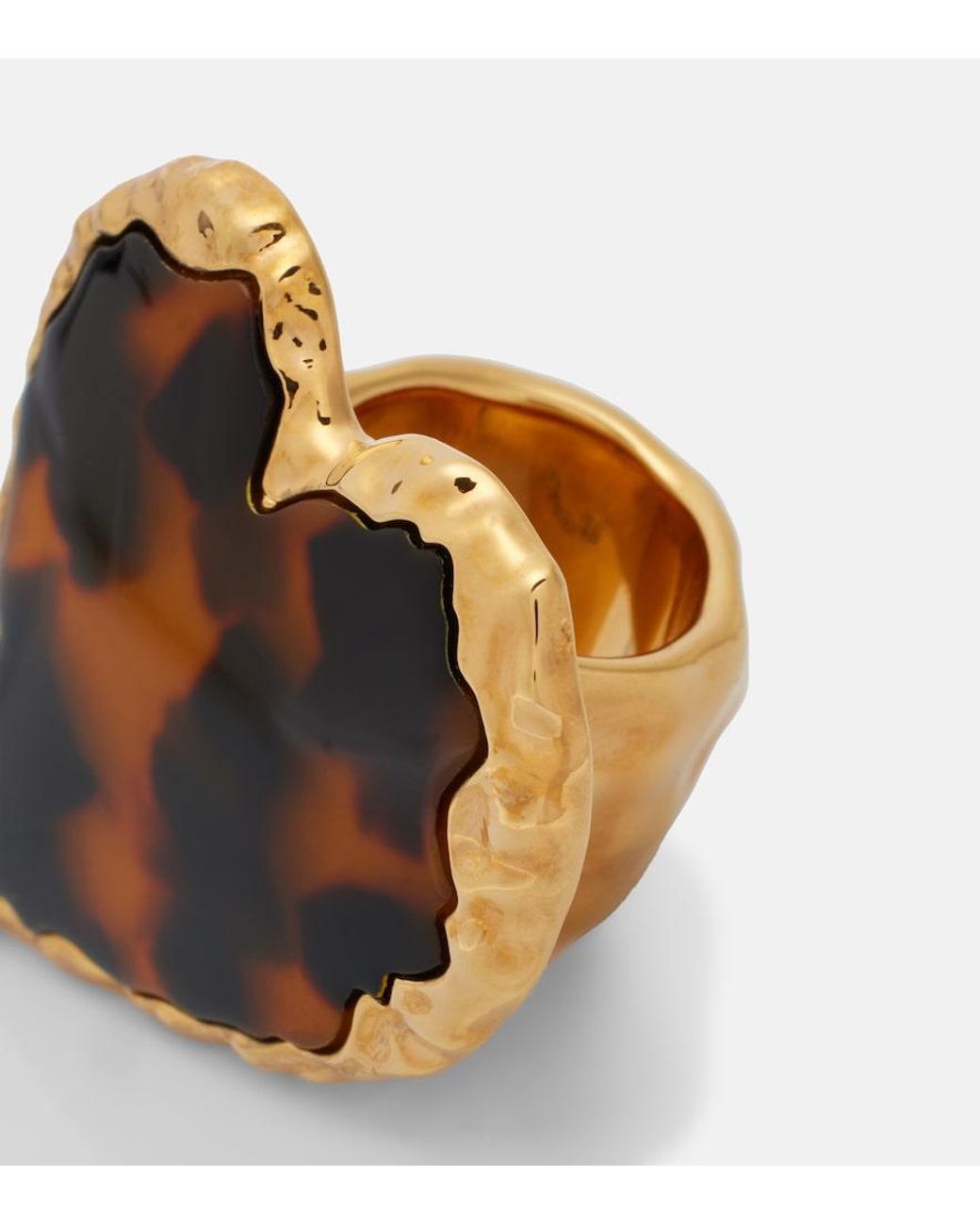 Oscar de la Renta Brown Heart Embellished Ring