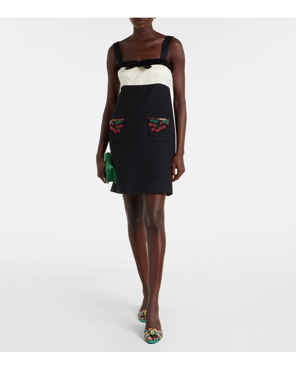 Valentino Garavani Black Crepe Couture Embroidered Minidress
