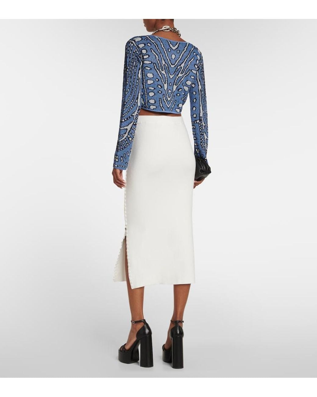 Altuzarra Blue Damisi Jacquard Knit Cropped Cardigan